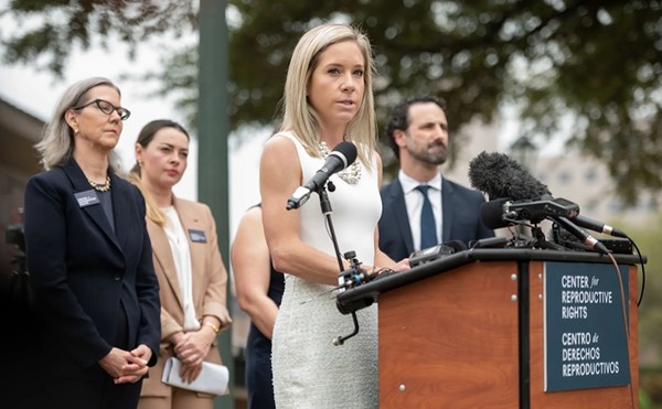 Amanda Zurawski speaks at a press conference announcing the filing of Zurawski v. Texas at the Capitol on March 7. On Wednesday, she testified in court about the impact of Texas’ abortion ban on her pregnancy loss.