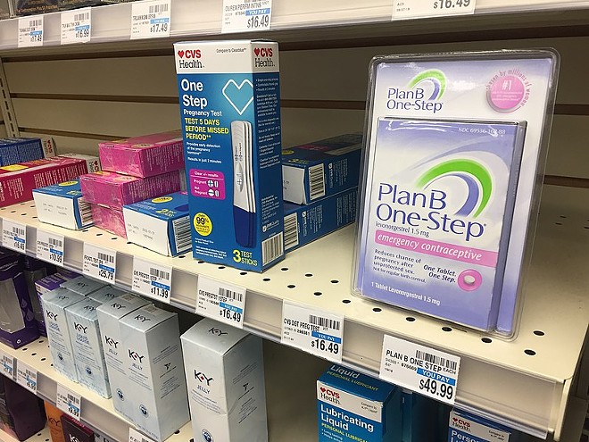 Emergency contraceptives on display at a CVS pharmacy. - Wikimedia Commons / Sarahmirk