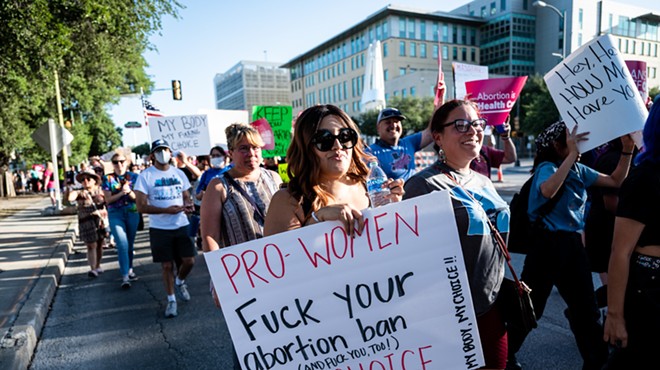 Women take to San Antonio's streets earlier this summer to protest the Supreme Court decision overturning Roe v. Wade.