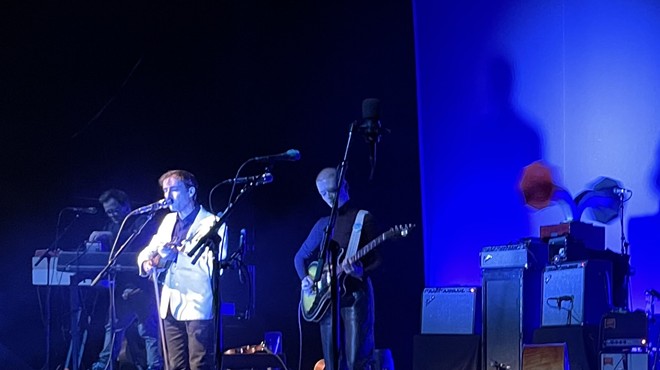 Bathed in blue light, multi-instrumentalist Andrew Bird makes his San Antonio debut.