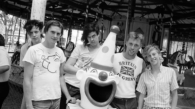 Teresa Taylor (right) was half of the double-drum sound that helped define the early Butthole Surfers sound. The band is pictured here in a 1984 promo shot.