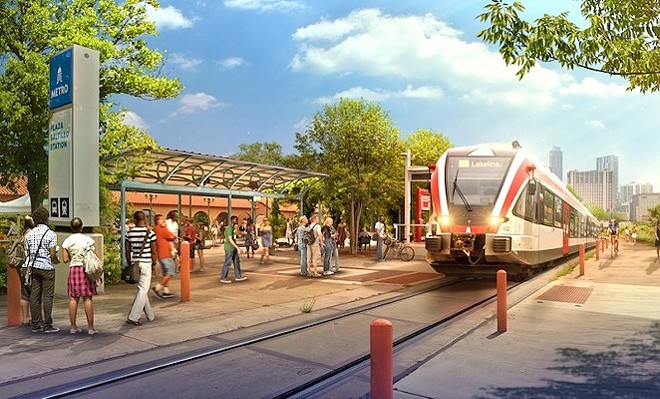 This artist’s rendering from the original Lone Star Rail District envisions what a train line between San Antonio and Austin might look like. If it ever comes to be. - Courtesy Photo / Lone Star Rail District.jpg