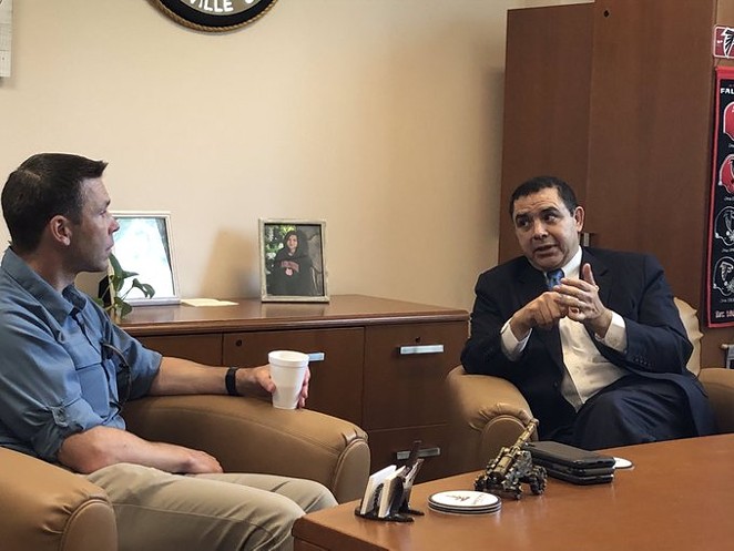 Henry Cuellar, right, makes a point during a meeting with Kevin McAleenan, acting secretary of the Department of Homeland Security. - Twitter / @ReCuellar