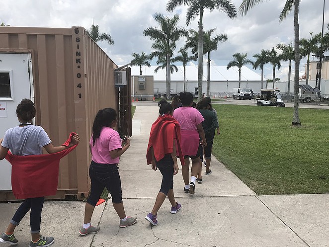 Unaccompanied minors photographed at a Homestead, Florida, run by HHS. - Department of Health and Human Services / Office of Refugee Resettlement