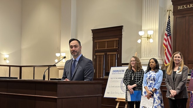 San Antonio Congressman Joaquin Castro speaks during a press conference at the Bexar County Courthouse.