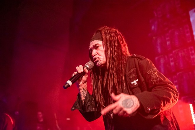 Ministry's Al Jourgensen stalks the Aztec Theatre stage during a pre-pandemic performance. - Jaime Monzon