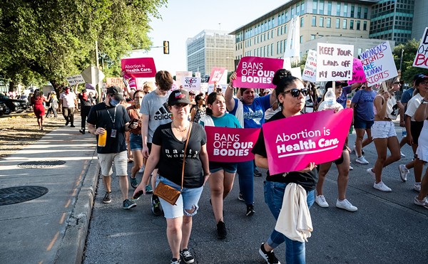 People march for abortion rights in the streets of downtown San Antonio last year.