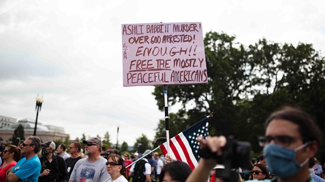 Insurrection supporters at a "Justice for J6" rally in Washington D.C. in 2021.