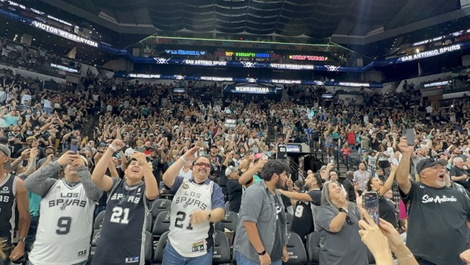 Spurs fans go crazy inside the AT&T Center as they learn the team has picked Victor Wembanyama. - Michael Karlis