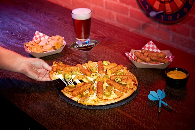 Tombstone Pizza's new Bar Snacks Pizza is topped with salty, deep-fried snacks. - Courtesy Photo / Tombstone Pizza